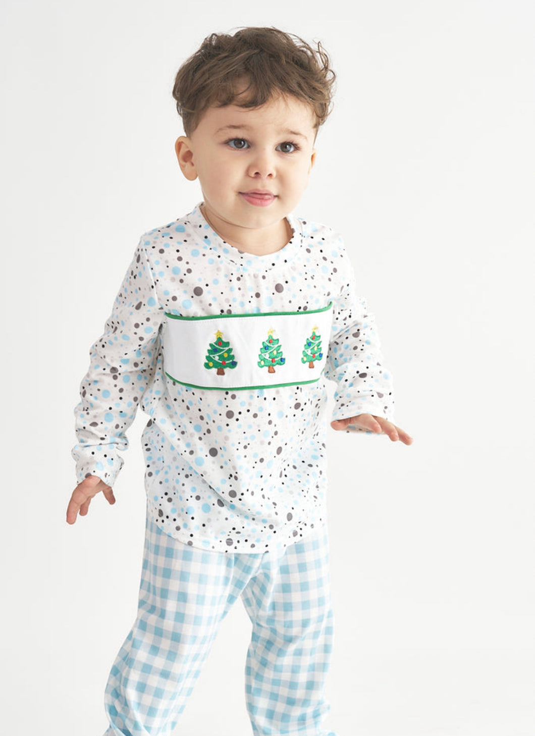 Christmas Tree Embroider Dots Boy