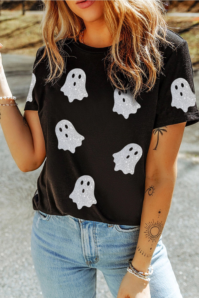 Glitter Ghost Black Shirt