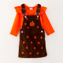 Load image into Gallery viewer, Pumpkin Brown Overall Dress set
