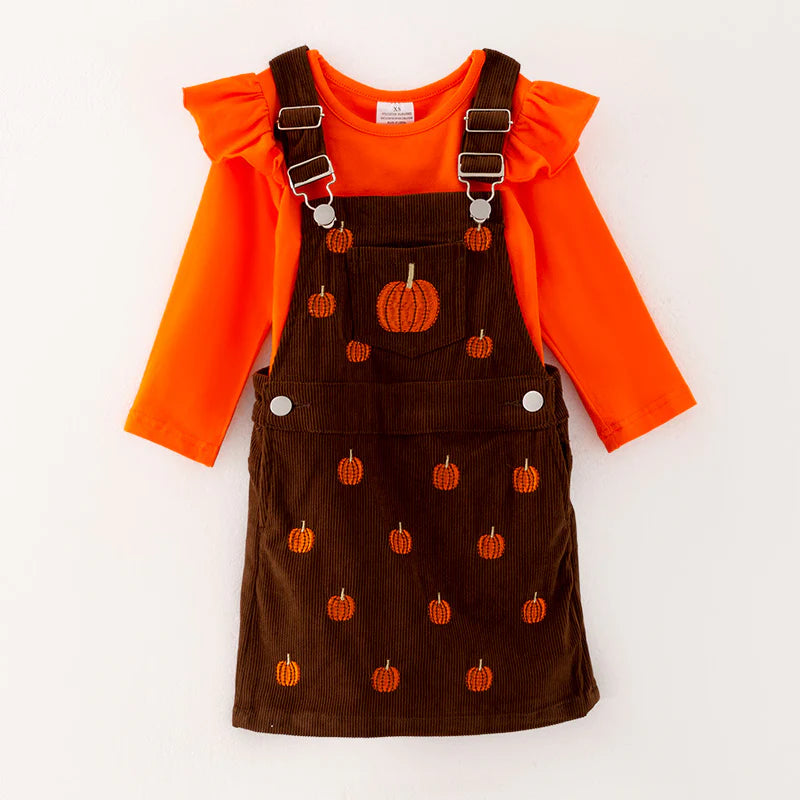 Pumpkin Brown Overall Dress set