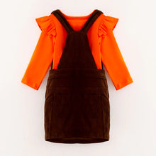 Load image into Gallery viewer, Pumpkin Brown Overall Dress set
