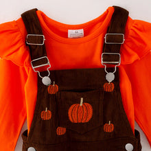 Load image into Gallery viewer, Pumpkin Brown Overall Dress set
