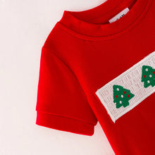 Load image into Gallery viewer, Christmas Tree Boy Smocked Embroider Romper
