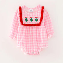 Load image into Gallery viewer, Christmas Tree Girl Smocked Embroider Romper
