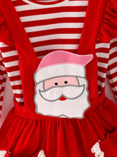 Load image into Gallery viewer, Santa Red Overall Dress With Stripe Shirt
