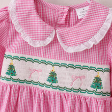 Load image into Gallery viewer, Smocked Pink Plaid Bow Tree Dress
