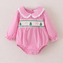 Load image into Gallery viewer, Smocked Pink Plaid Bow Tree Romper
