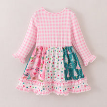 Load image into Gallery viewer, Christmas Print Pink Stripe Dress
