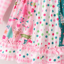Load image into Gallery viewer, Christmas Print Pink Stripe Dress
