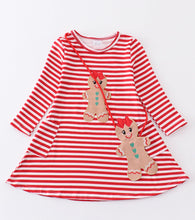Load image into Gallery viewer, Red Stripe Gingerbread Dress with Purse
