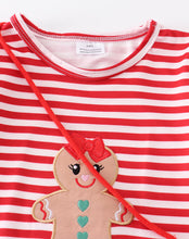 Load image into Gallery viewer, Red Stripe Gingerbread Dress with Purse
