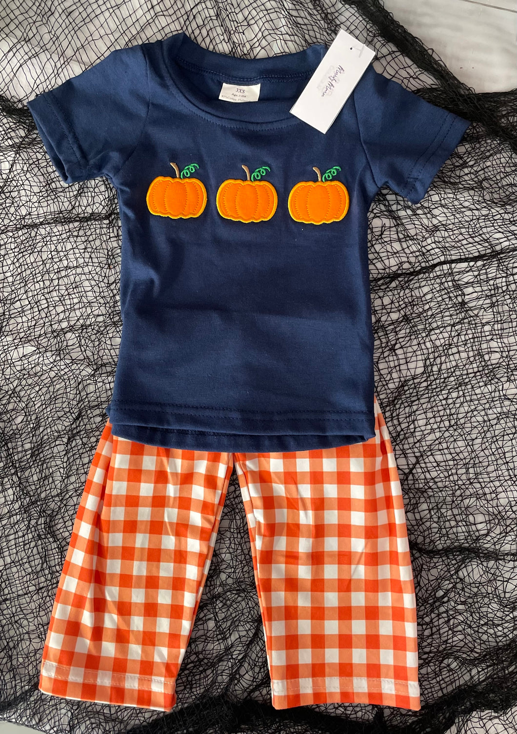 3 PUMPKIN NAVY  ORANGE PLAID