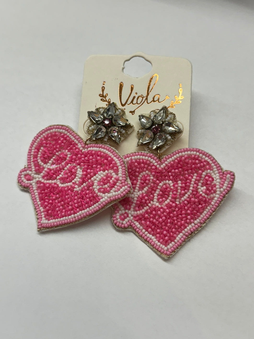 Love Pink Bead Seed Earring