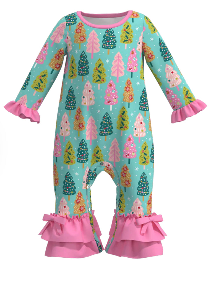 Christmas Print Girls Romper
