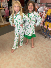 Load image into Gallery viewer, Christmas Tree Print Ruffle PJ Dress
