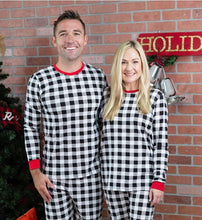 Load image into Gallery viewer, Gingham Black and White PJS Adult

