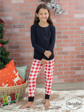 Load image into Gallery viewer, Gingham Red and White Pants Black Shirt- Kid PJ

