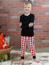 Load image into Gallery viewer, Gingham Red and White Pants Black Shirt- Kid PJ
