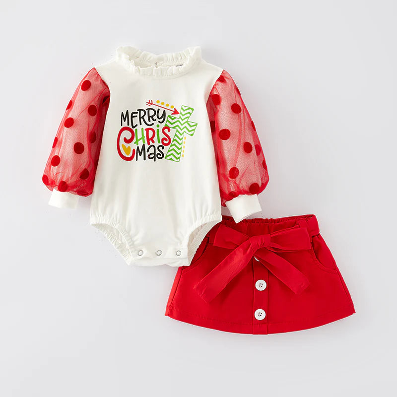 Merry Christmas Romper with Skirt
