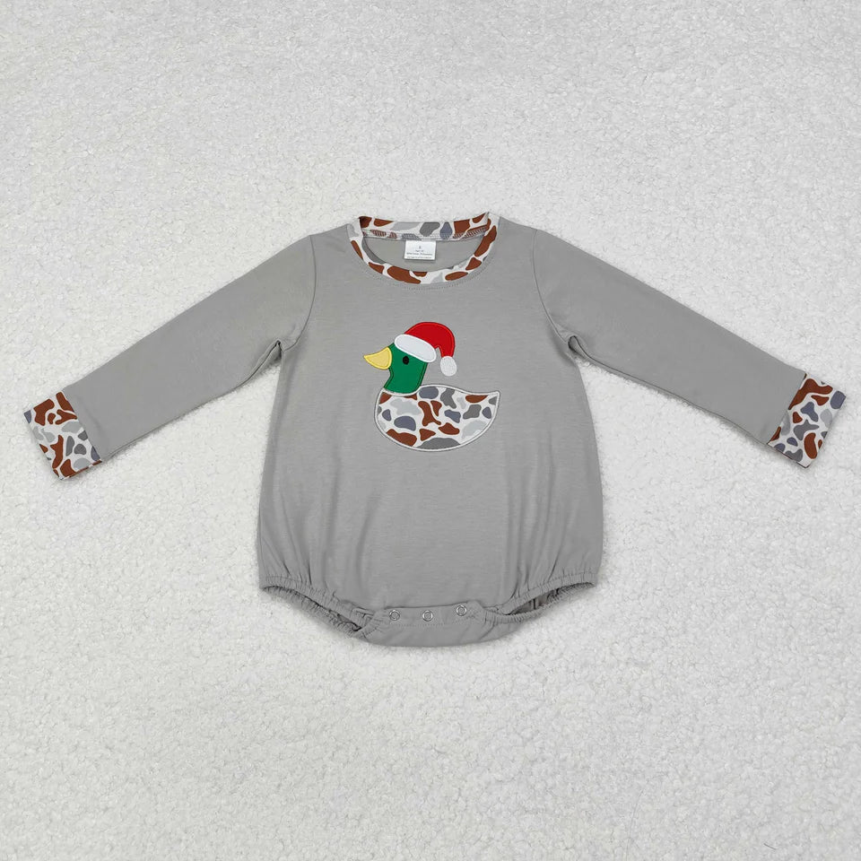 Camo Duck Santa Hat romper