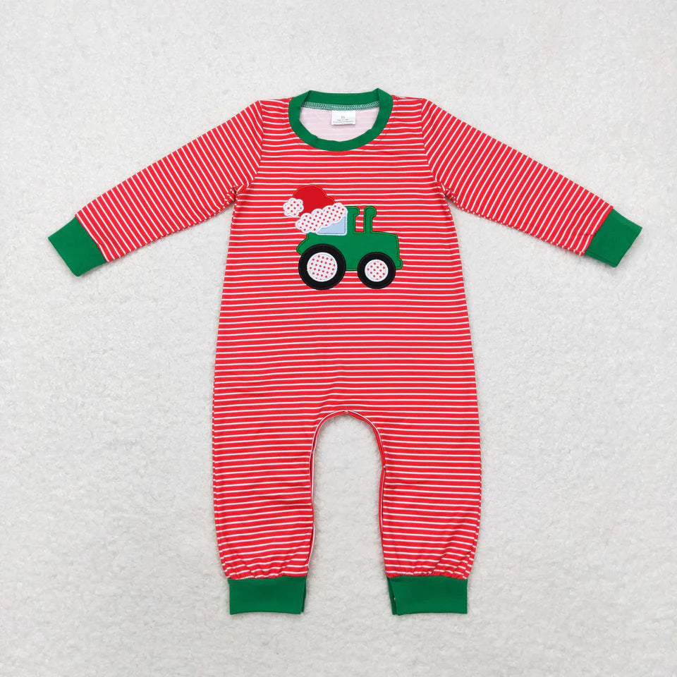 Red and Green Tractor Boy Romper