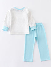 Load image into Gallery viewer, Blue Christmas Tree Stripe Boy Set
