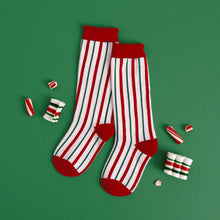 Load image into Gallery viewer, LSC Candy Cane  Cable Knit High Socks
