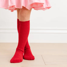 Load image into Gallery viewer, LSC Cherry Red Cable Knit High Socks
