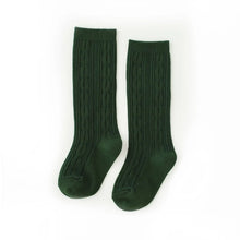 Load image into Gallery viewer, LSC Forest Green Cable Knit High Socks
