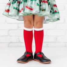 Load image into Gallery viewer, LSC Red White Top Knit High Socks
