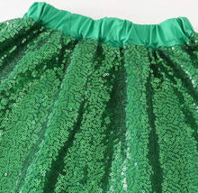 Load image into Gallery viewer, Green Tree Sequin Skirt &amp; Shirt Set
