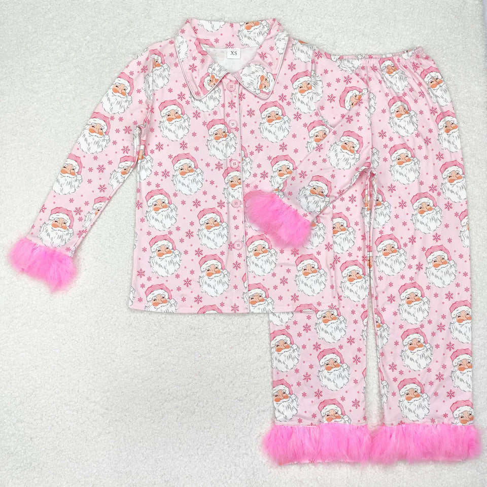 Santa Pink Fuzzy Pajamas- Adult