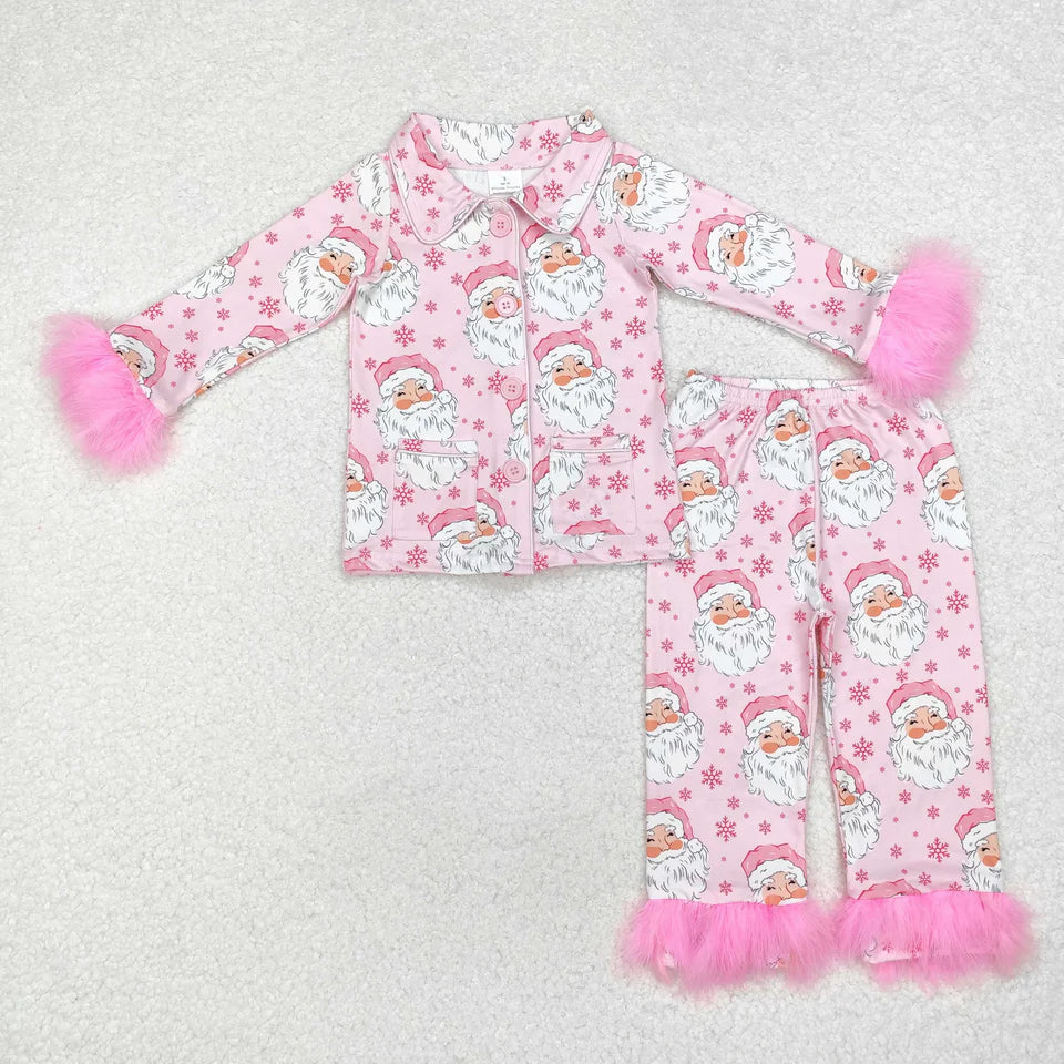 Santa Pink Fuzzy Pajamas- Kid