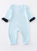 Load image into Gallery viewer, Blue Stripe Nativity Embroider Girl Romper
