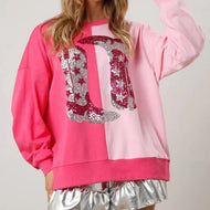 Pink Sequin Boot Sweatshirt