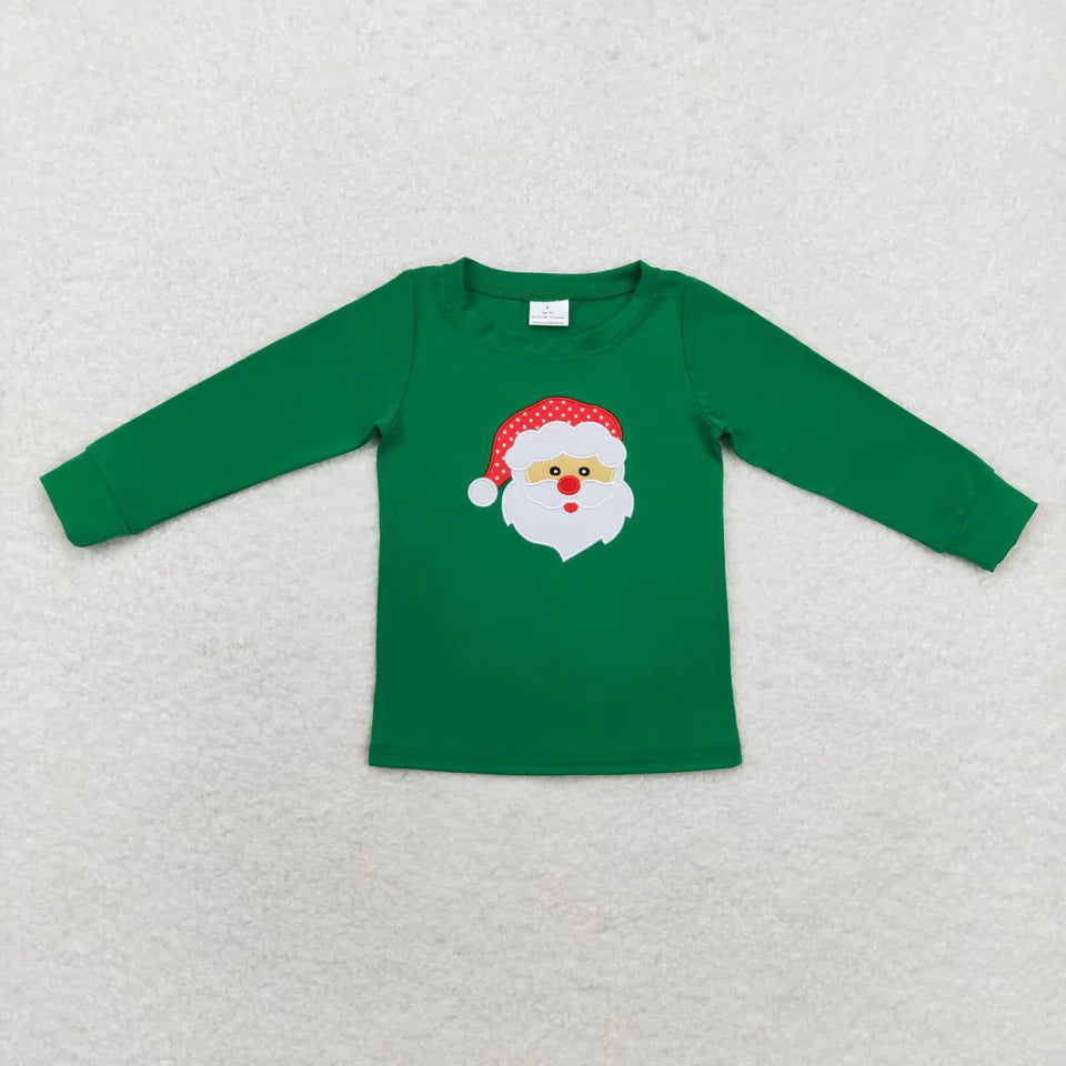 Green  Santa Embroider Shirt