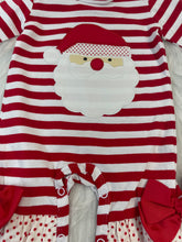 Load image into Gallery viewer, Red Santa Claus Stripe Ruffle Romper
