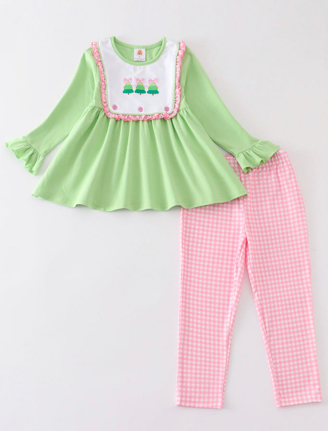 Green Christmas Tree Embroider Ruffle