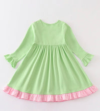 Load image into Gallery viewer, Green Christmas Tree Embroider Ruffle Dress
