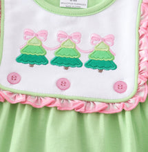 Load image into Gallery viewer, Green Christmas Tree Embroider Girl Ruffle Bubble
