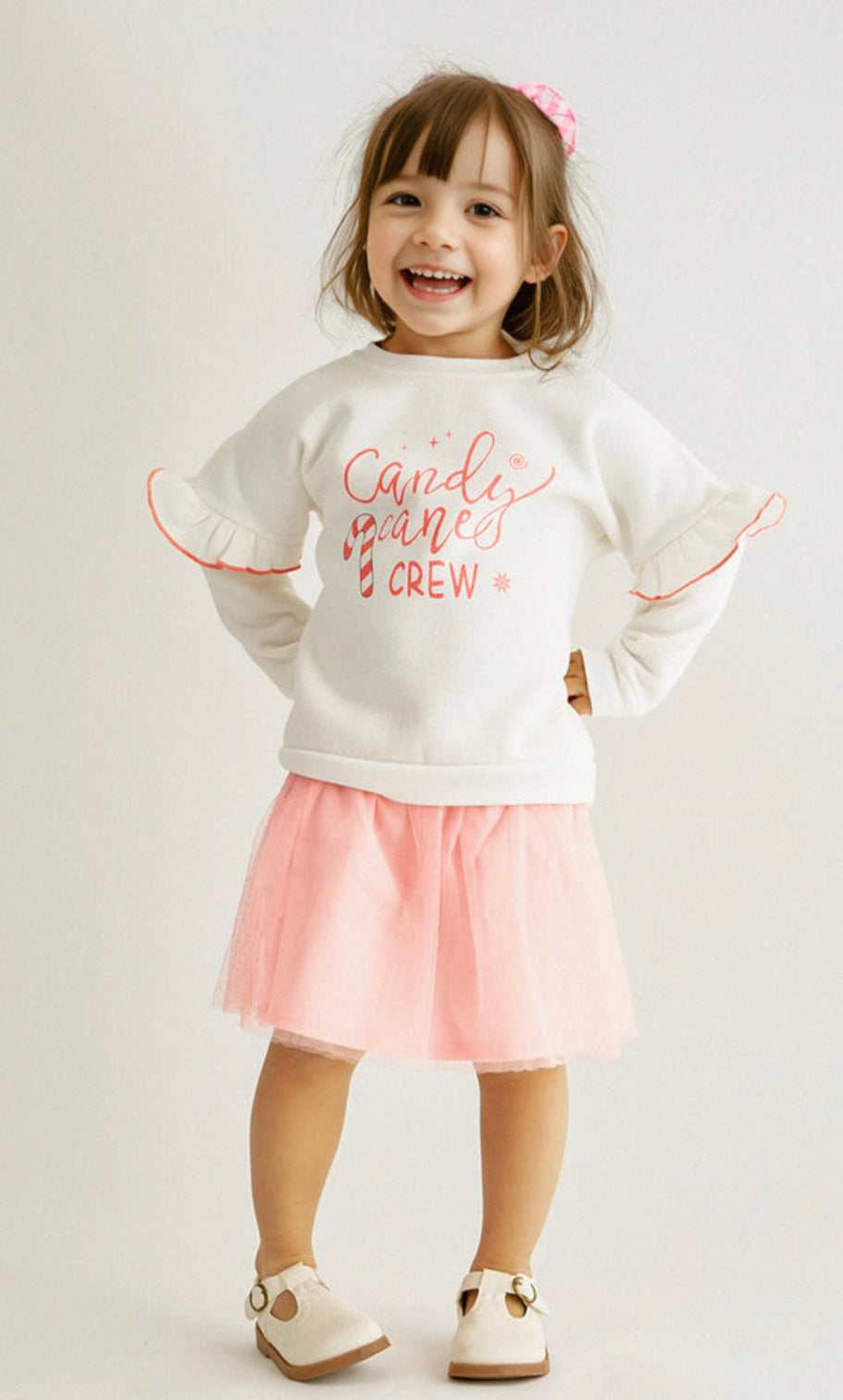 Pink Candy Cane Ruffle Skirt Set