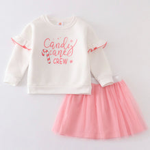 Load image into Gallery viewer, Pink Candy Cane Ruffle Skirt Set
