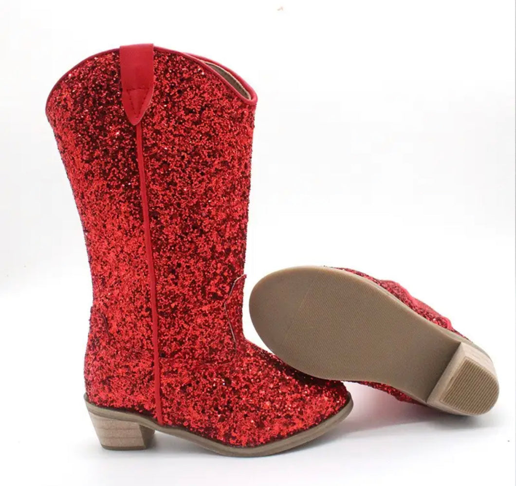 Red Glitter Boots
