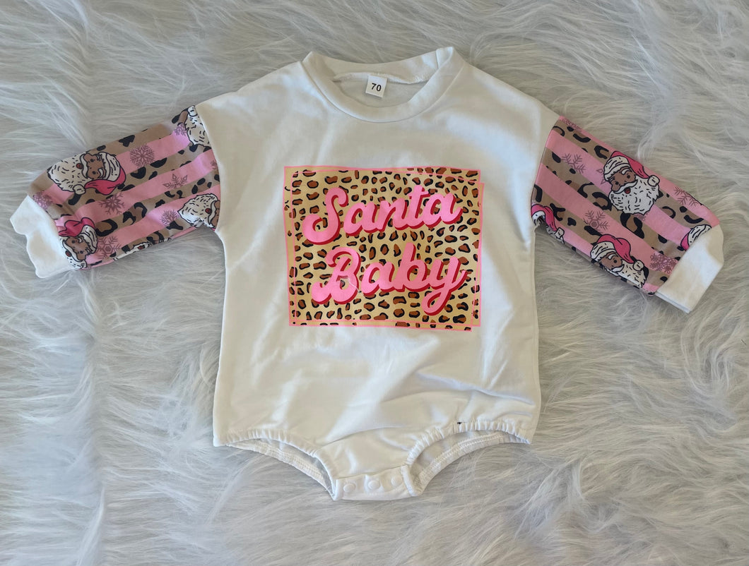 Santa Baby Animal Print Romper