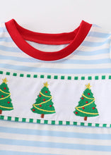 Load image into Gallery viewer, Blue Christmas Tree Embroider Boy Romper
