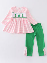 Load image into Gallery viewer, Pink Christmas Tree Embroider Stripe
