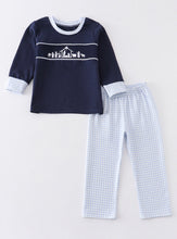 Load image into Gallery viewer, Navy Nativity Smocked Boy Set
