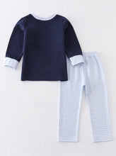 Load image into Gallery viewer, Navy Nativity Smocked Boy Set
