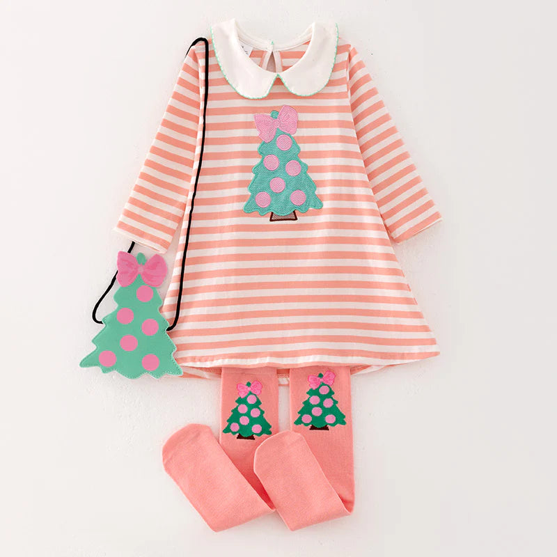 Christmas Stripe Dress with Bag and Scoks