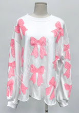 Load image into Gallery viewer, Preppy Pink Coquette Bow Sequin Shirt
